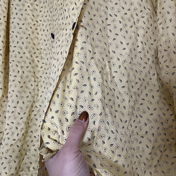 Vintage 80's Louis Feraud yellow silk paisley print double button up blouse US 8 - Picture 7 of 9
